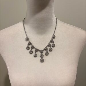 Monet JcPenney Bauble Bar Silver Necklace with Crystal Rhinestone Drops